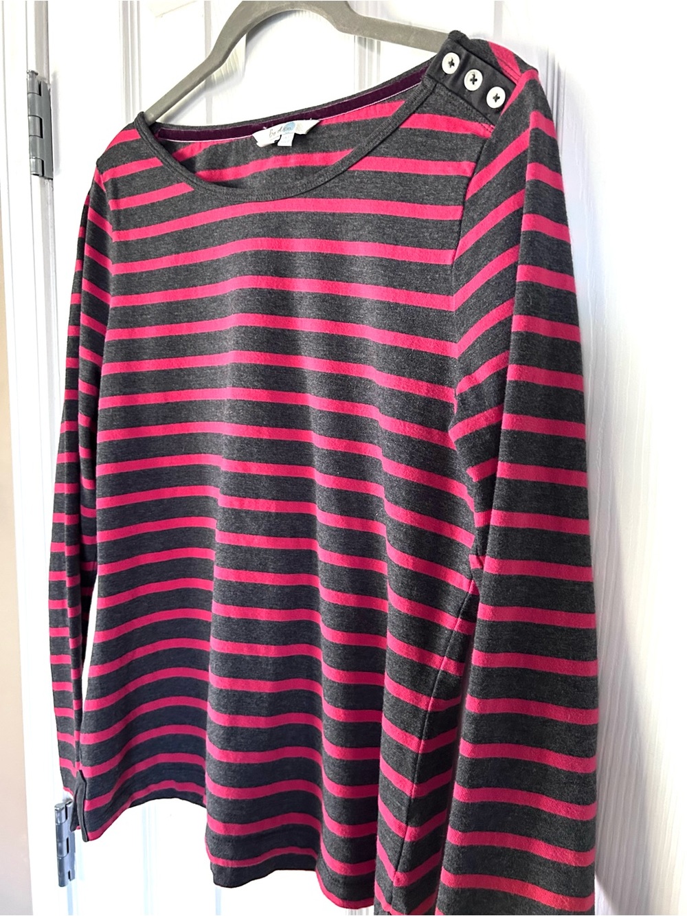 Boden Gray & Red Striped Long Sleeve Top Size 8